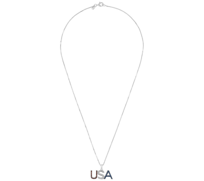 Diamonique USA Pendant with Chain, Sterling Sil ver — View 3