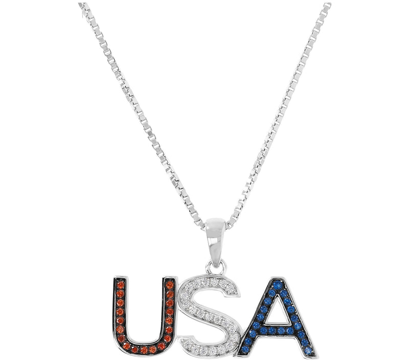 Diamonique USA Pendant with Chain, Sterling Sil ver — View 4