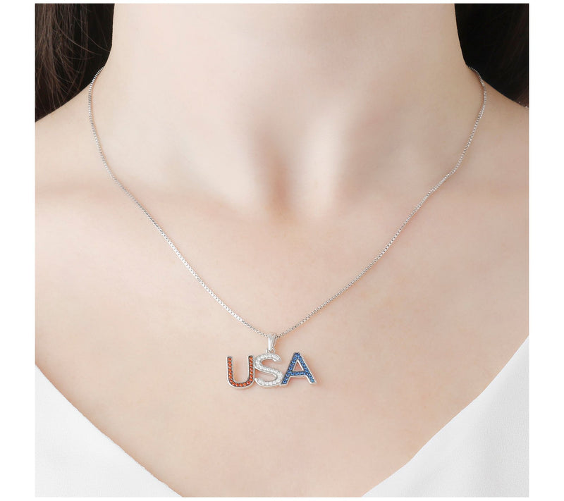 Diamonique USA Pendant with Chain, Sterling Sil ver — View 5