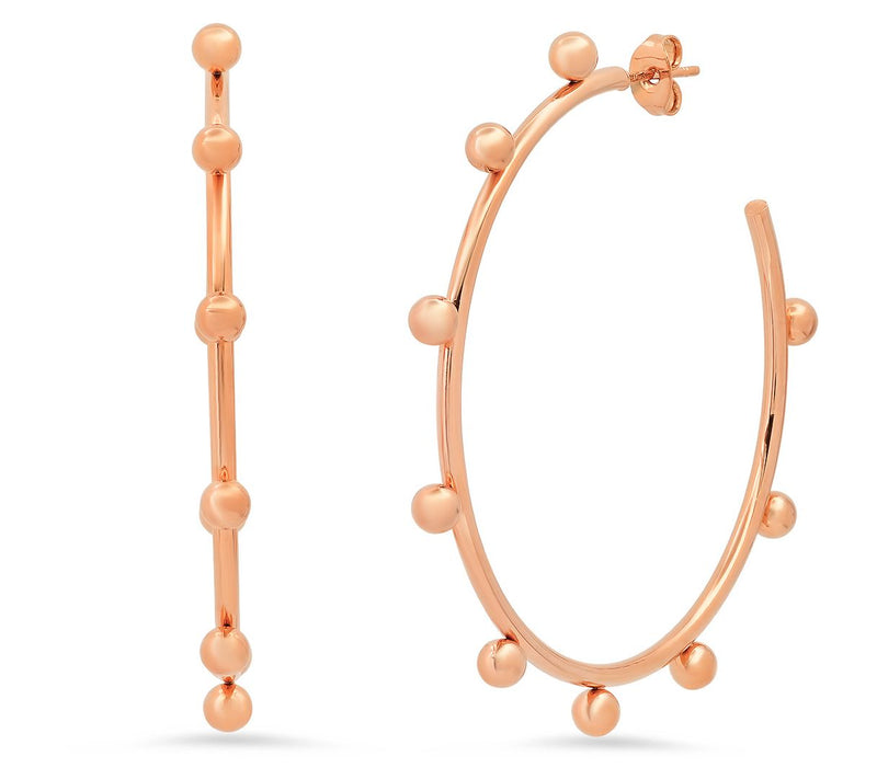 Steel by Design 1-7/8" Beaded Hoop Earrings — Main view