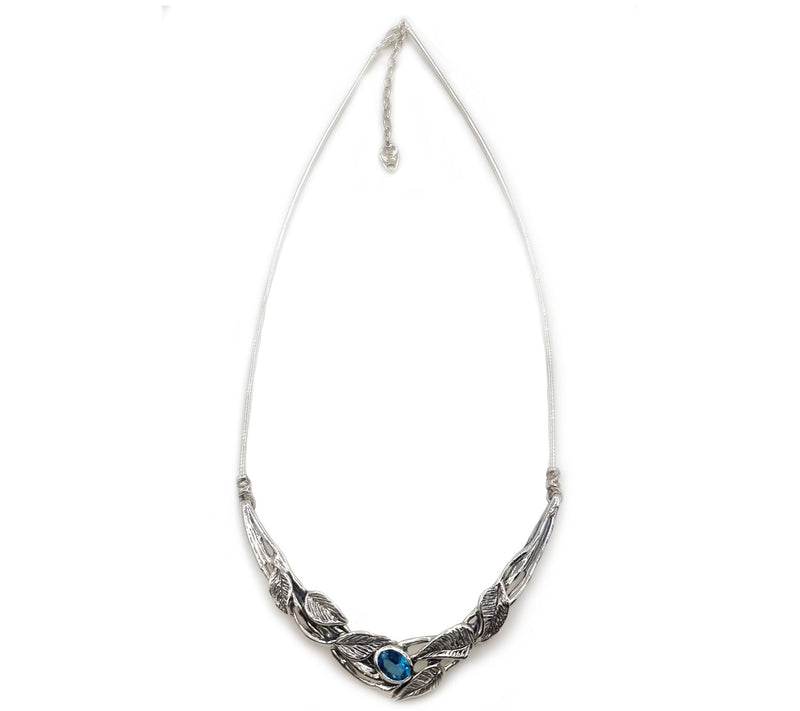 Hagit Sterling Silver Blue Topaz Leaf Stat emen t Necklace — Main view