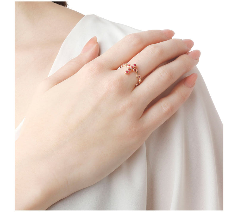 Diamonique Simulated Ruby Cross Ring, 14K RosePlated — View 6