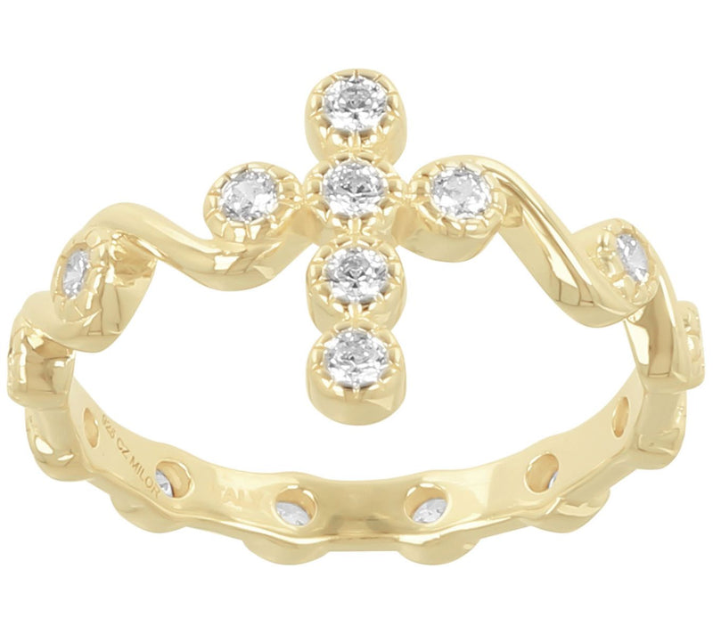 Diamonique 0.45 cttw Cross Ring, Sterling Silver — Main view