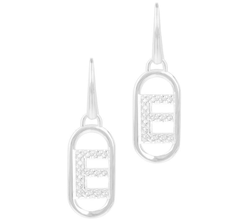Diamonique Paperclip Link Initial Earrings, Sterling Silver — View 11