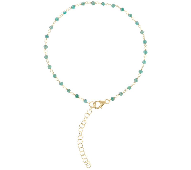 Italian Silver Gemstone Bead Ankle Bracelet, 18 K Gold-Plated — View 7