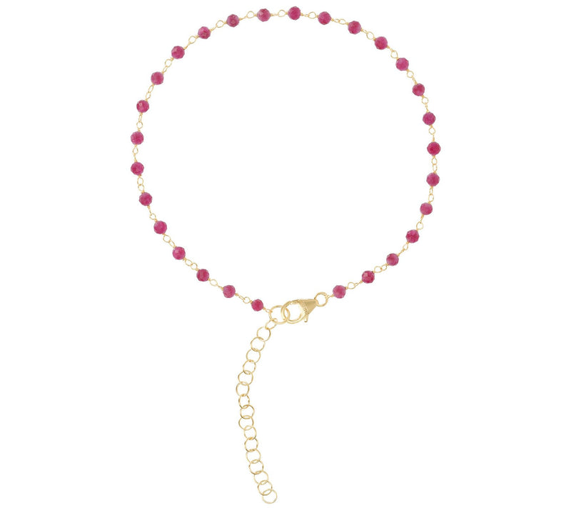 Italian Silver Gemstone Bead Ankle Bracelet, 18 K Gold-Plated — View 11