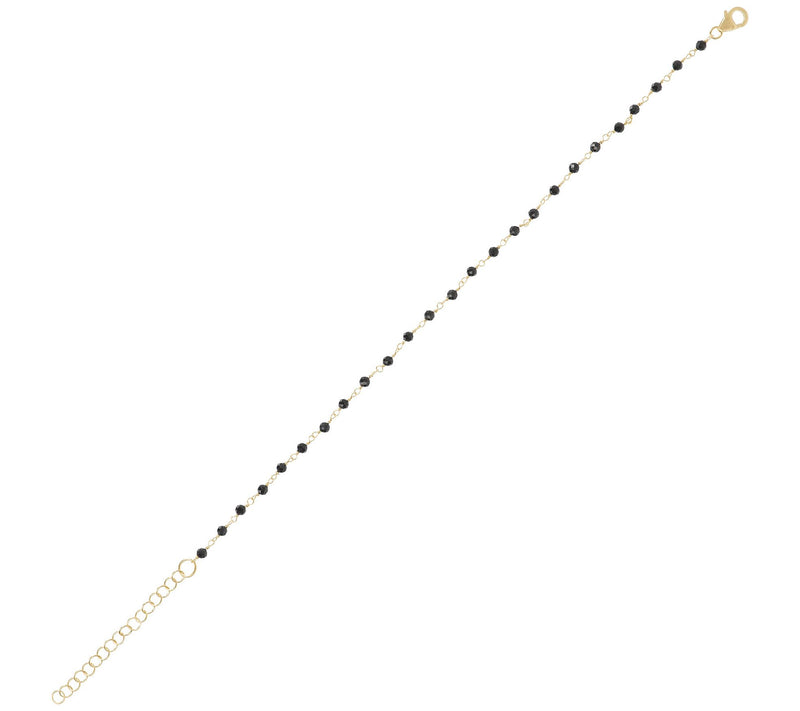 Italian Silver Gemstone Bead Ankle Bracelet, 18 K Gold-Plated — View 12