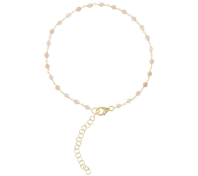 Italian Silver Gemstone Bead Ankle Bracelet, 18 K Gold-Plated — View 9
