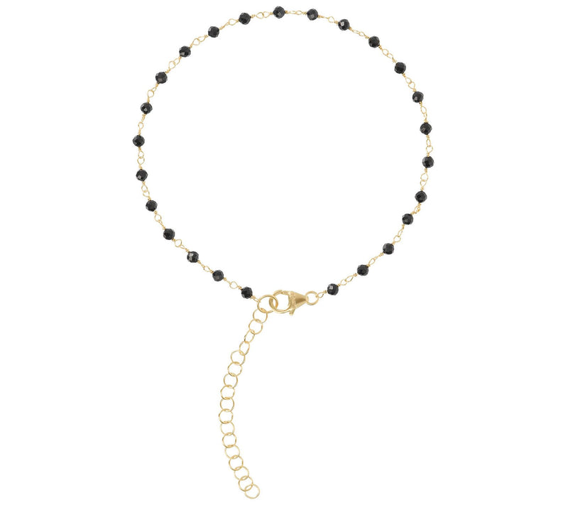 Italian Silver Gemstone Bead Ankle Bracelet, 18 K Gold-Plated — View 5