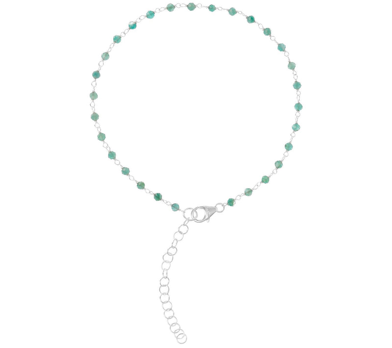Italian Silver Gemstone Bead Ankle Bracelet — View 7