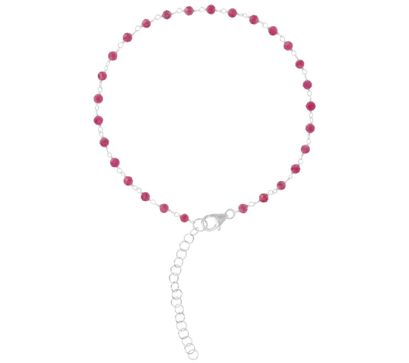 Italian Silver Gemstone Bead Ankle Bracelet — View 11
