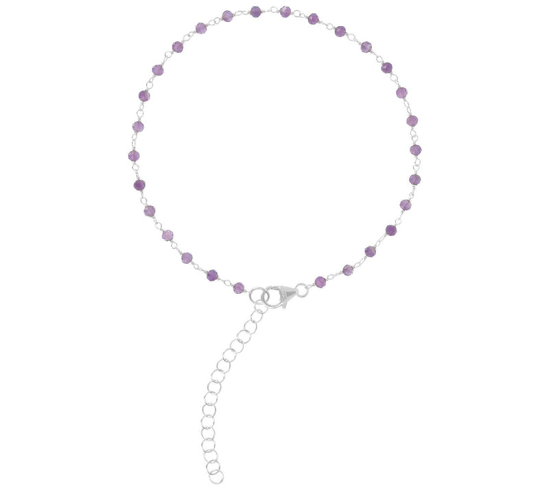 Italian Silver Gemstone Bead Ankle Bracelet — View 3