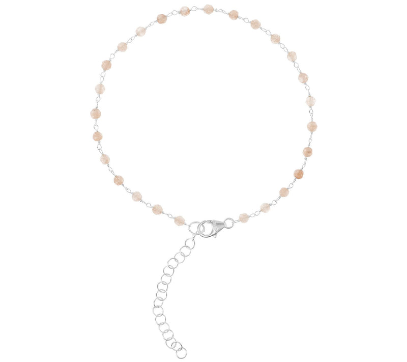 Italian Silver Gemstone Bead Ankle Bracelet — View 9