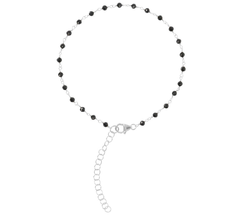 Italian Silver Gemstone Bead Ankle Bracelet — View 5