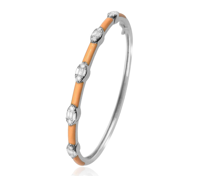 Affinity Diamonds Orange Enamel Bangle, Sterling Silver — Main view