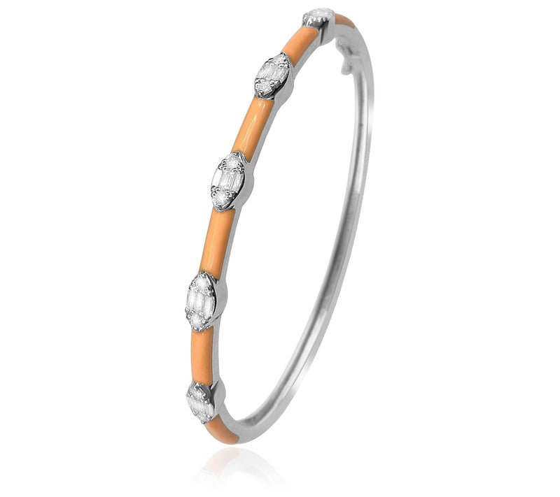 Affinity Diamonds Orange Enamel Bangle, Sterling Silver — View 3