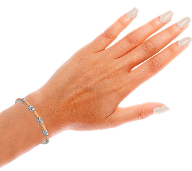 Affinity Diamonds Orange Enamel Bangle, Sterling Silver — View 4