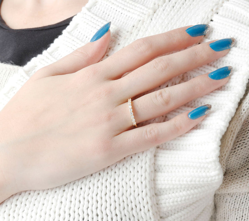 Diamonique 0.30 cttw Band Ring, 14K Gold — View 8