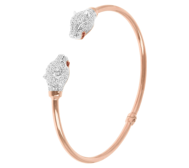 Diamonique 1.45 cttw Panther Head Hinged Cuff,Sterling — Main view