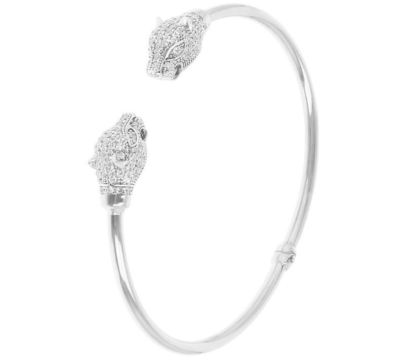Diamonique 1.45 cttw Panther Head Hinged Cuff,Sterling — View 5