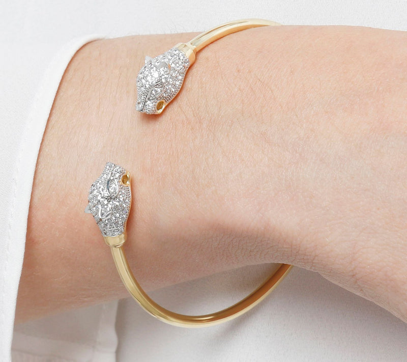 Diamonique 1.45 cttw Panther Head Hinged Cuff,Sterling — View 9