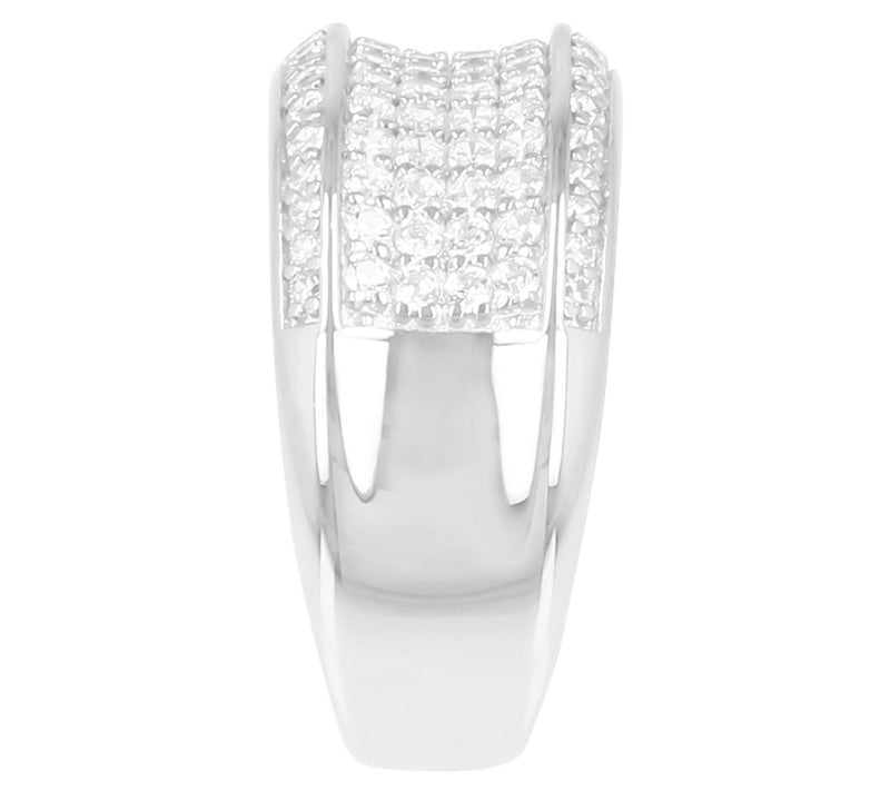 Diamonique 0.90cttw Pave' Set Concave Band Ring , Sterling — View 4