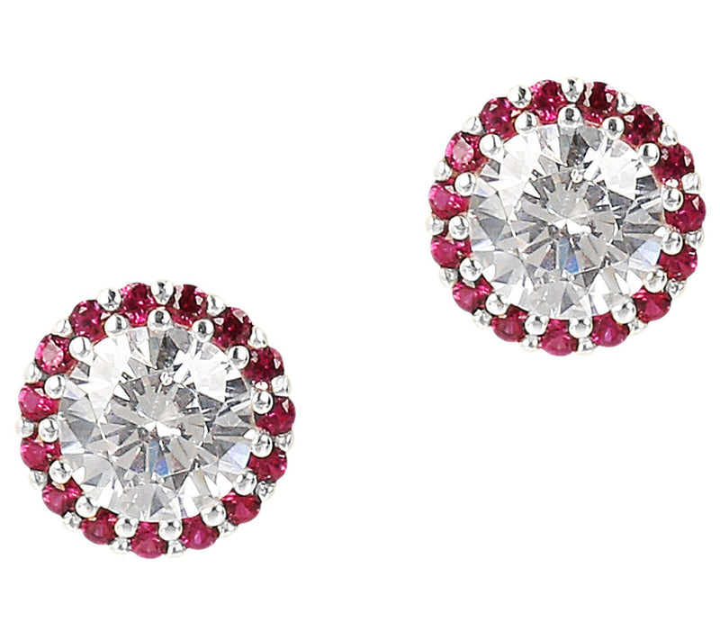 Diamonique 1.05 cttw Halo Stud Earrings, Sterling — View 5