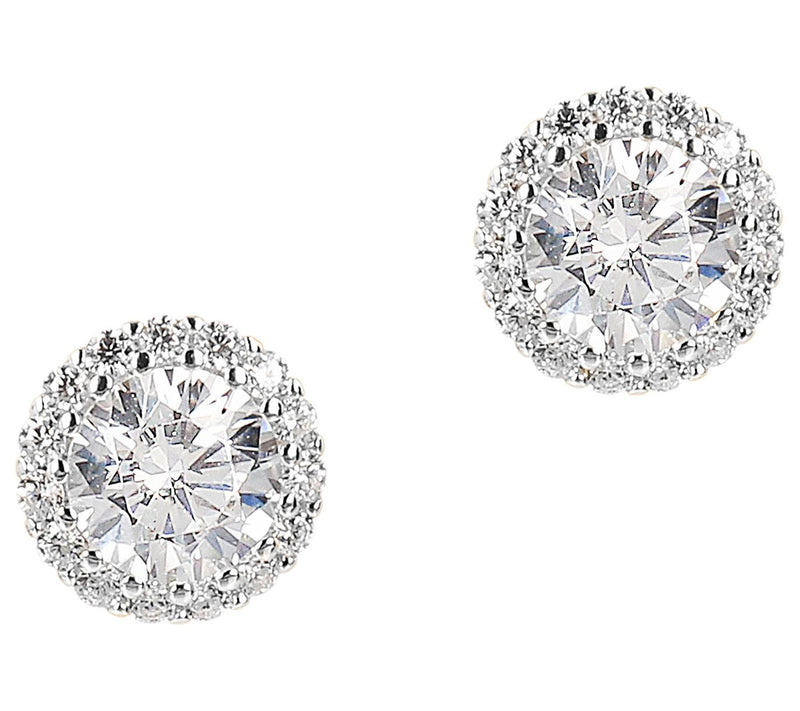 Diamonique 1.05 cttw Halo Stud Earrings, Sterling — View 7