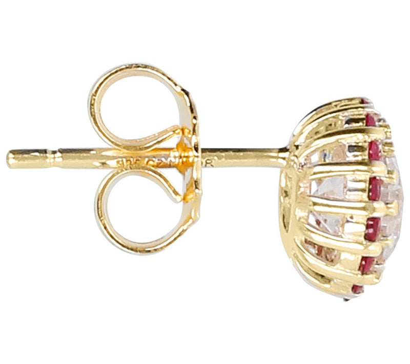 Diamonique 1.05 cttw Halo Stud Earrings, 14K Gold Plated — View 8