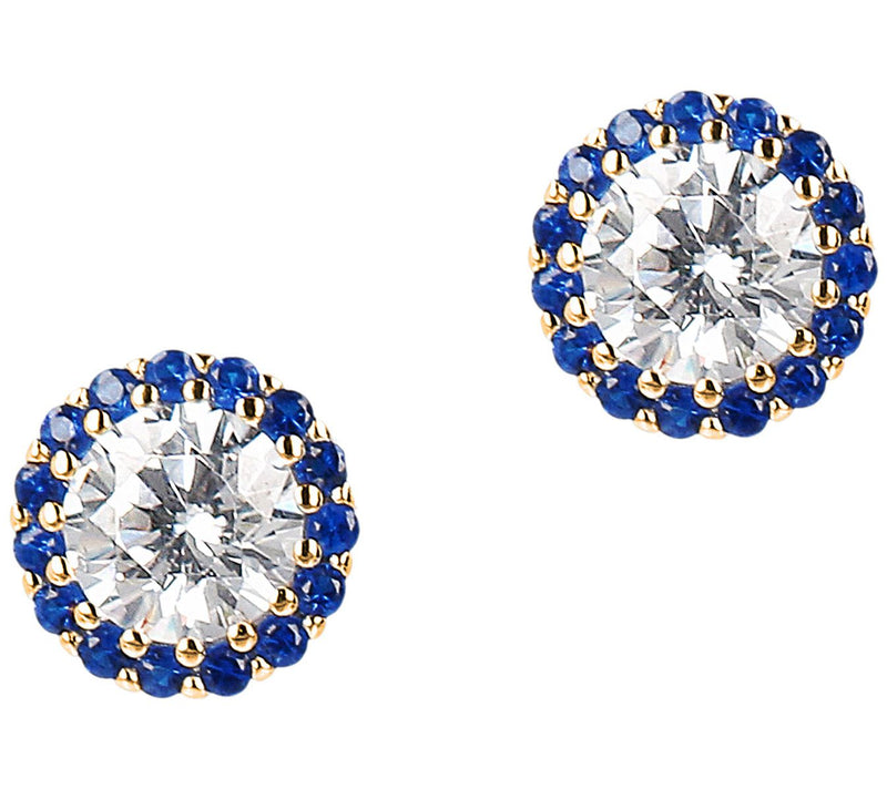 Diamonique 1.05 cttw Halo Stud Earrings, 14K Gold Plated — View 3