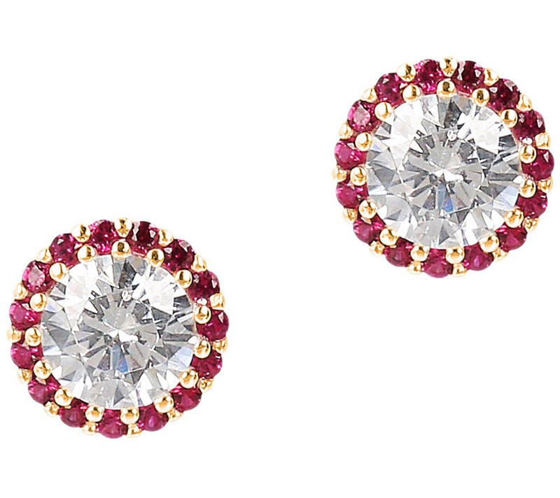 Diamonique 1.05 cttw Halo Stud Earrings, 14K Gold Plated — Main view