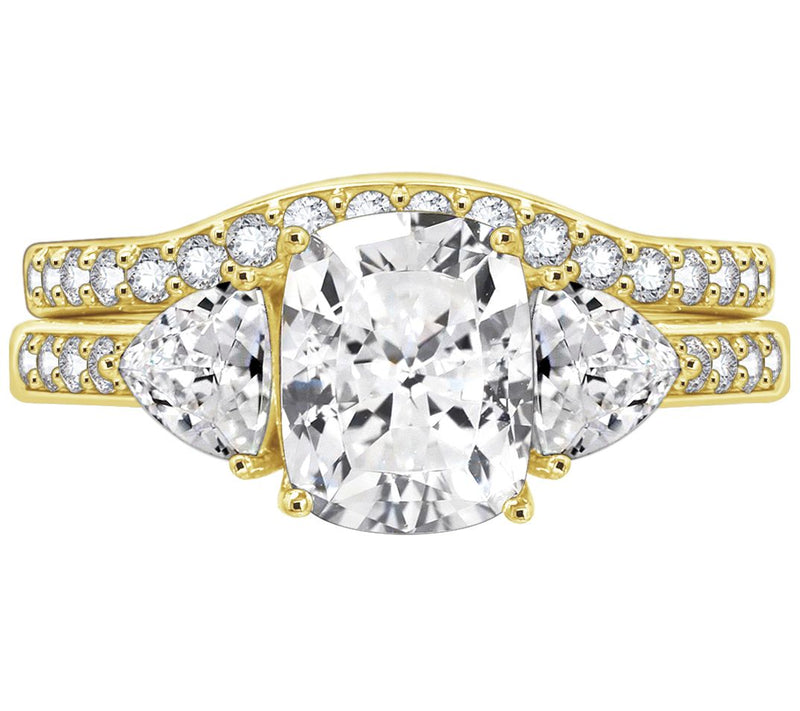 Diamonique 2.95 cttw Bridal Ring Set, 14K Gold-Plated — View 2