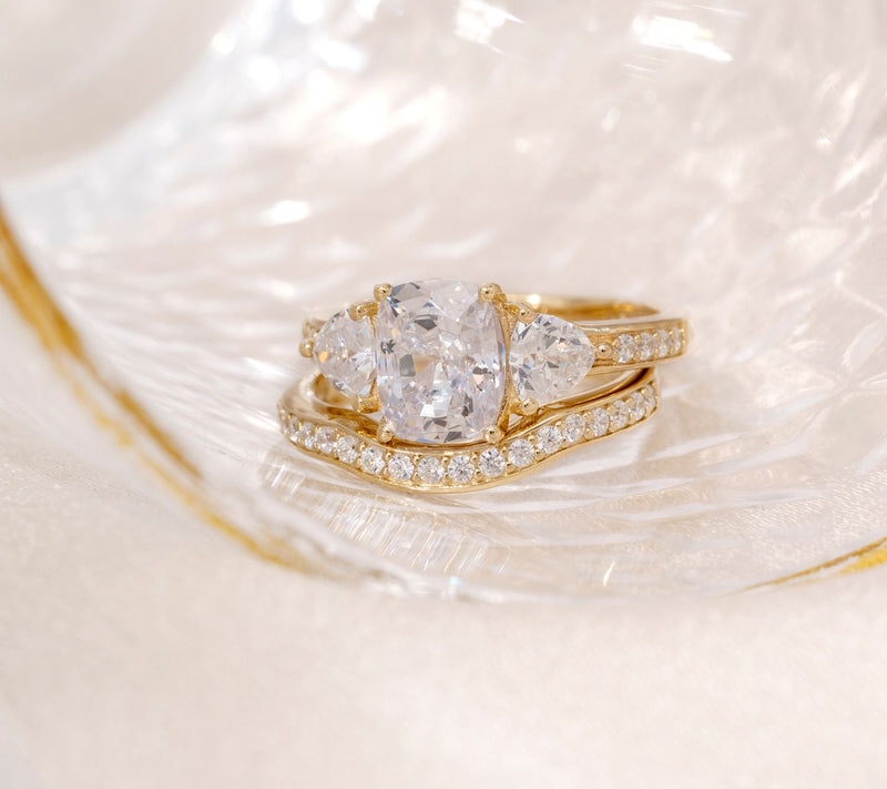 Diamonique 2.95 cttw Bridal Ring Set, 14K Gold-Plated — View 5