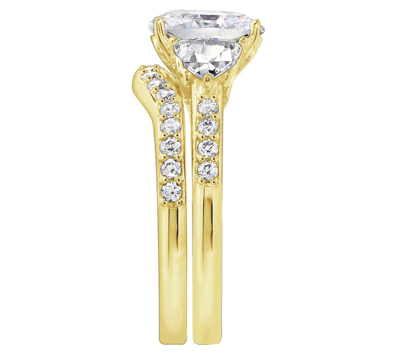 Diamonique 2.95 cttw Bridal Ring Set, 14K Gold-Plated — View 4