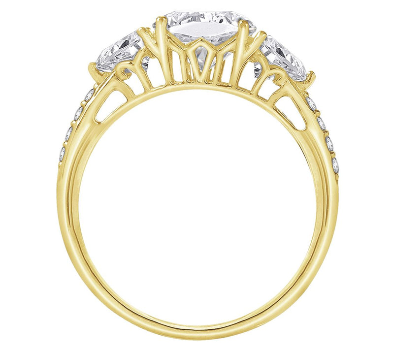 Diamonique 2.95 cttw Bridal Ring Set, 14K Gold-Plated — View 3