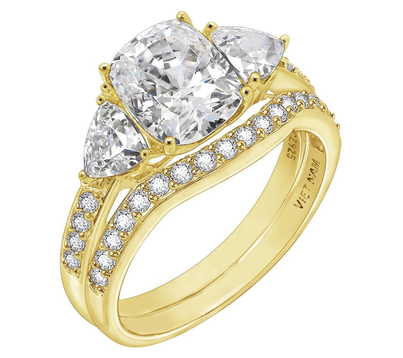 Diamonique 2.95 cttw Bridal Ring Set, 14K Gold-Plated — Main view