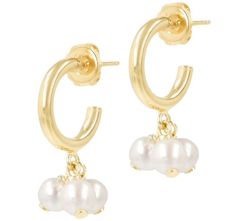 Honora Cultured Pearl Dangle Hoop Earrings, 18K Plated — Main view