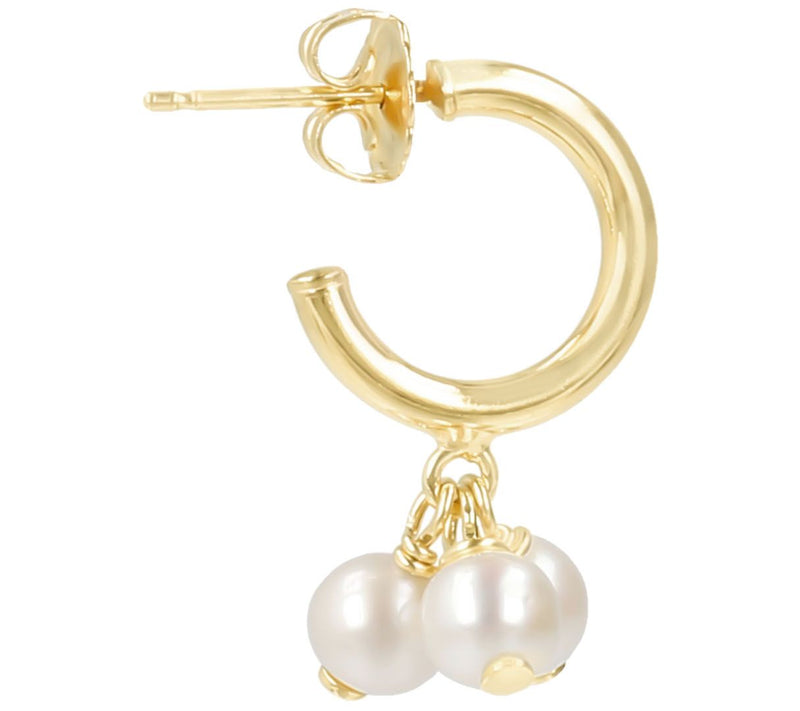 Honora Cultured Pearl Dangle Hoop Earrings, 18K Plated — View 6
