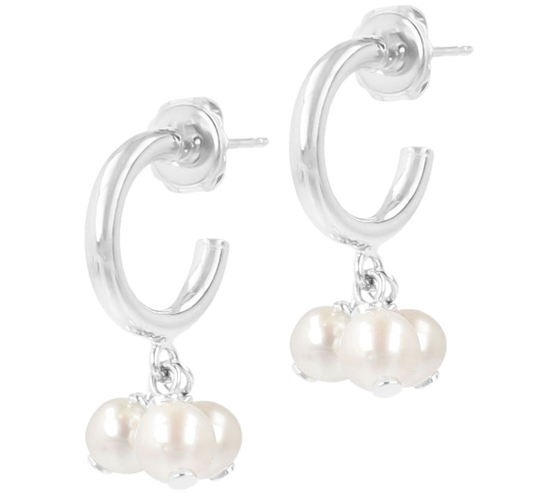 Honora Cultured Pearl Dangle Hoop Earrings, Steling — View 5