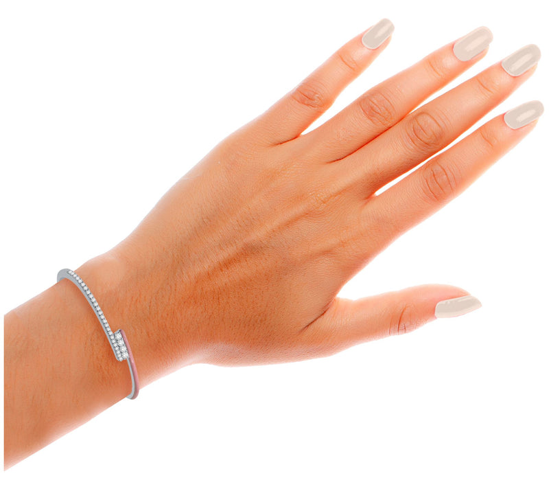 Affinity Diamonds Pink Enamel  Bracelet, 0.55 cttw, Sterling — View 4