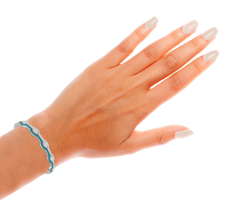 Affinity Diamonds Teal Enamel Bracelet, 0.75 cttw, Sterling — View 4
