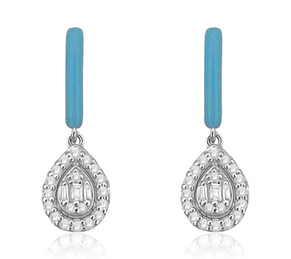 Affinity Diamonds Blue Enamel Earrings, 0.25 cttw, Sterling