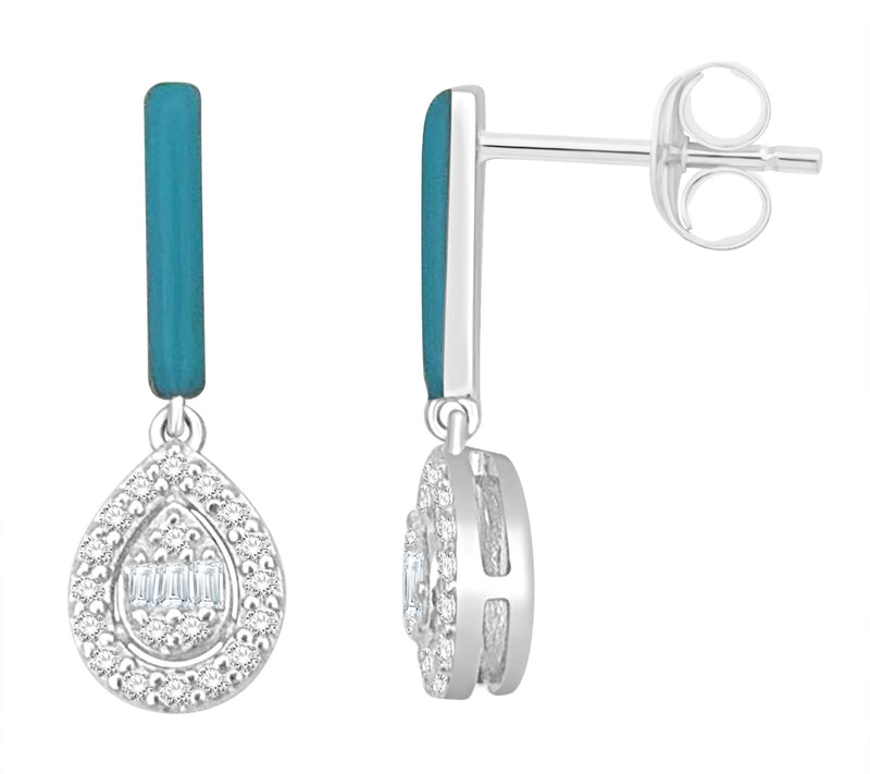 Affinity Diamonds Blue Enamel Earrings, 0.25 cttw, Sterling — View 4