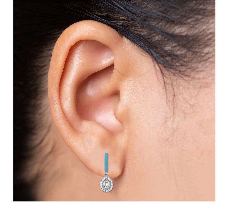 Affinity Diamonds Blue Enamel Earrings, 0.25 cttw, Sterling — View 5