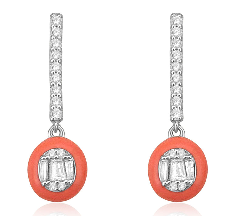 Affinity Diamonds Peach Enamel Earrings, 0.25 cttw, Sterling — Main view