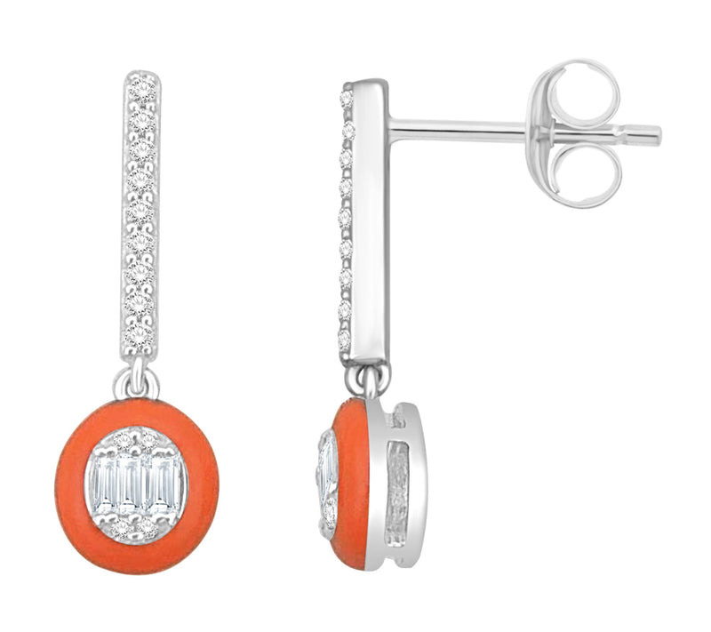 Affinity Diamonds Peach Enamel Earrings, 0.25 cttw, Sterling — View 4
