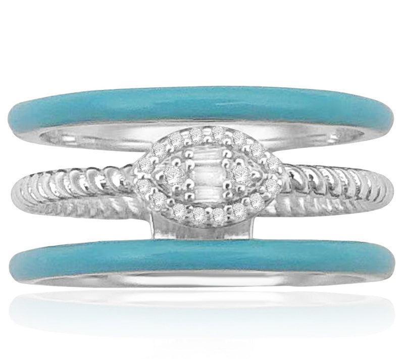 Accents by Affinity Blue Enamel Diamond Ring, Sterling — Main view