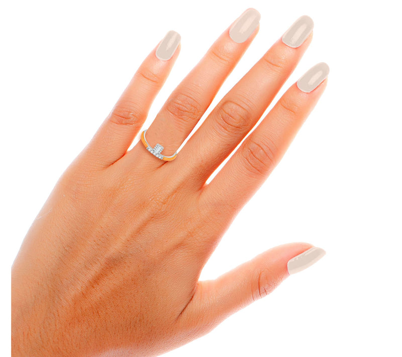 Accents by Affinity Peach Enamel Diamond Ring, Sterling Silver — View 2