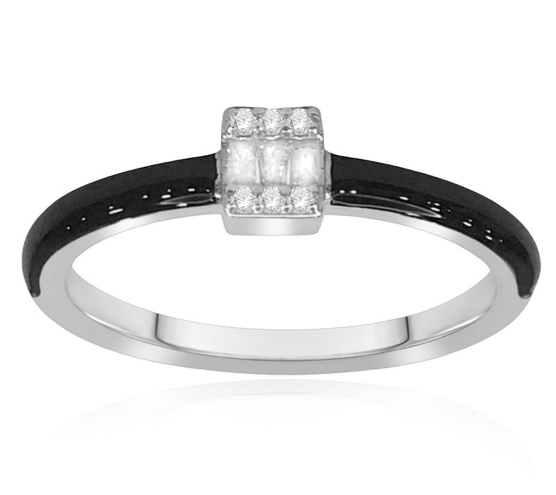 Affinity Accents Diamond Black Enamel Ring, Sterling Silver — Main view