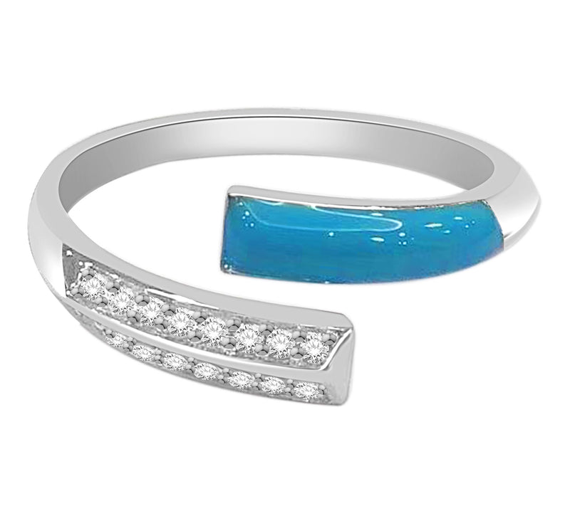 Accents by Affinity Blue Enamel Diamond Ring, Sterling Silver — Main view